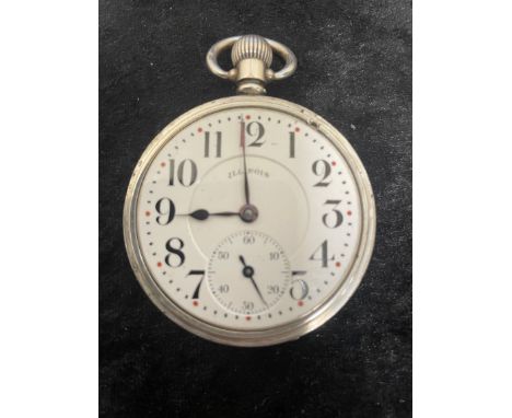 Illinois Watch Co. 60 hour Bunn Special in silver case (Birmingham 1945) with click face. Runs &amp; keeps time for at least 