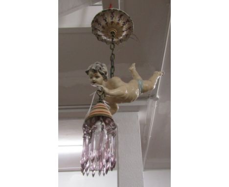 Majolica cherub ceiling light&nbsp;