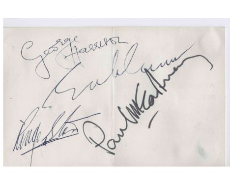 The Beatles autographs -&nbsp; a set of signatures by John Lennon, Paul McCartney, George Harrison &amp; Ringo Starr on the b