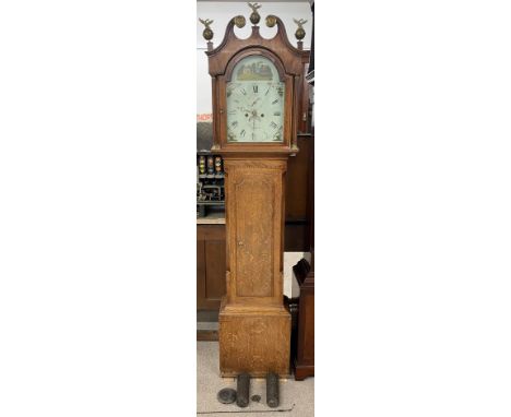 19th century Bothamley of Boston 8 day longcase clock in an oak &amp; mixed wood case Ht 210cm W 45cm