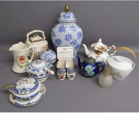 Collection of ceramics to include Bass water jug, Salisbury and Booths tureen, Royal Worcester egg coddlers, Mason's, Noritak