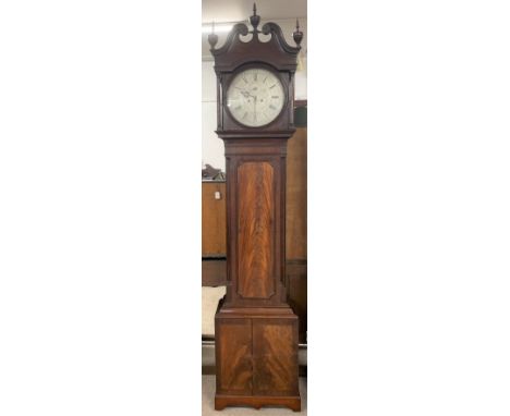 Large very fine George III longcase clock by John Wheelhouse of Sheffield in a mahogany case with a circular silvered dial, 8