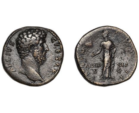 Ælius, Sestertius, 137, bare head right, rev. Pannonia standing facing, holding vexillum, 27.21g (RIC 2656; BMC 1919; RCV 398