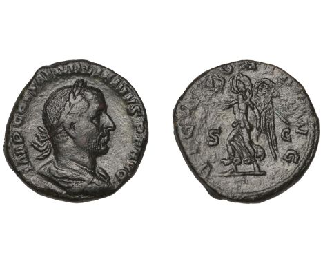 Æmilian, Sestertius, 253, laureate and draped bust right, rev. Victory advancing left, holding wreath and palm, 19.48g (RIC 5