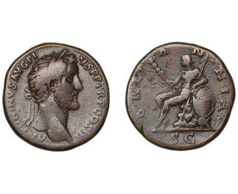 Antoninus Pius, Sestertius, Rome, 143, laureate head right, rev. britannia, Britannia seated left on rock, leaning on shield,