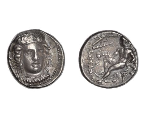 Greek Coinages, Bruttium, Kroton, Stater, c. 400-325, head of Hera Lakinia facing slightly right, wearing necklace and stepha