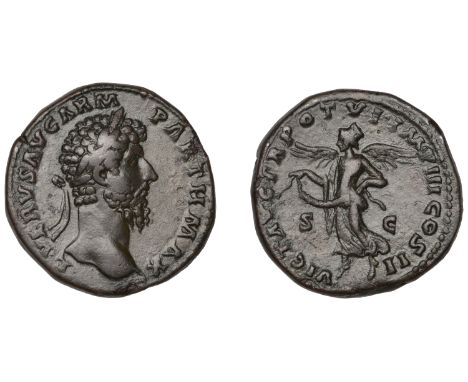 Lucius Verus, Sestertius, 165-166, laureate head right, rev. Victory flying left, holding diadem, 25.94g (RIC Marcus Aurelius