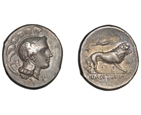 Greek Coinages, Northern Lucania, Velia, Nomos, c. 300-280, head of Athena right, wearing crested helmet ornamented with wing