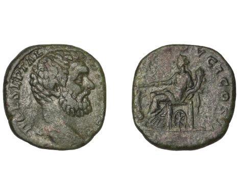 Clodius Albinus (as Cæsar), Sestertius, Rome, 193, bare head right, rev. Fortuna seated left, holding rudder set on globe and