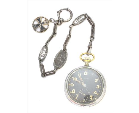 A Deutsches Heer - Wehrmacht land army Orator military pocket watch, the circular black signed dial with luminescent Arabic h