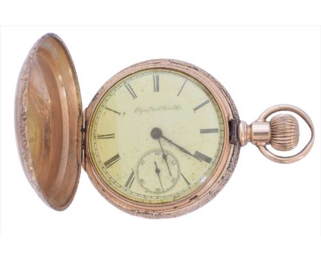 An Elgin Watch Co full hunter pocket watch, the circular white enamel dial signed Elgin Natl Watch Co., with Roman numeral ho