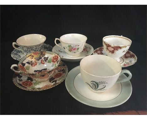 Selection of china teacups and saucers to include Copeland Spode and Royal Staffordshire