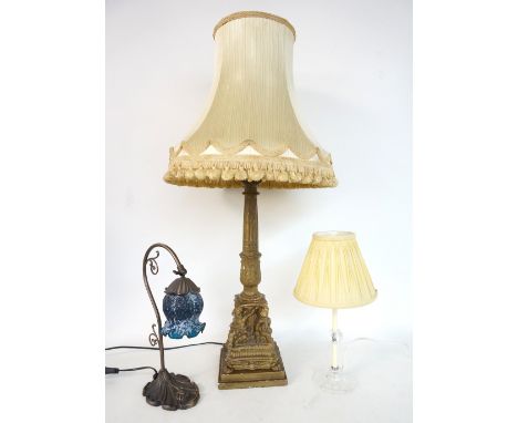 CLASSICAL STYLED TABLE LAMP
with a tapering column and acanthus leaf decoration, supported by four cherubs on a stepped base,