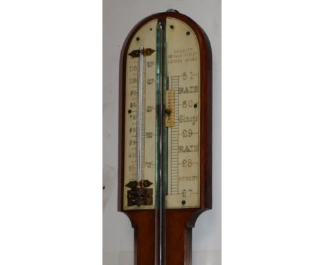 A Victorian oak stick barometer, H.92cm