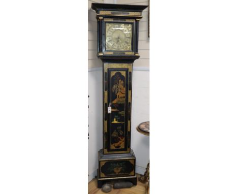 A Chinoiserie lacquered longcase clock, H.166cm