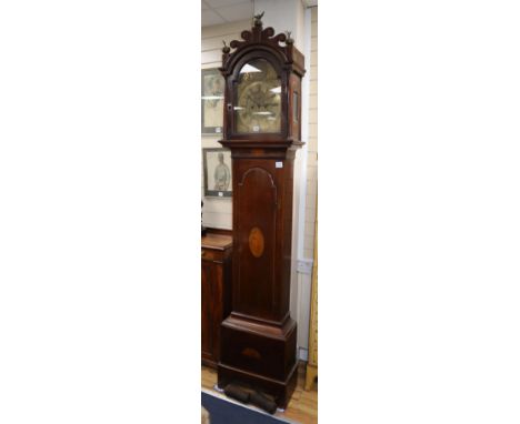 A George III inlaid mahogany longcase clock, Stuart Watts, Boston, H.240cm