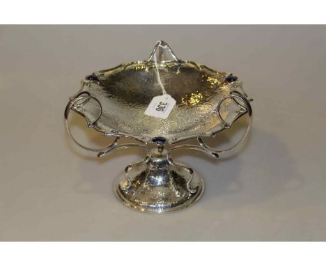 Art Nouveau silver-plated and enamel tazza, 17cm high