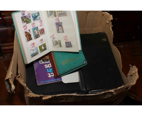 Box of stamps and albums, first day covers, etc