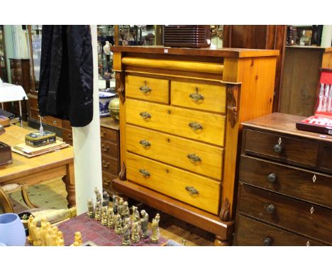 Victorian satin birch Scotch chest of six drawers, 150cm high by 121cm wide