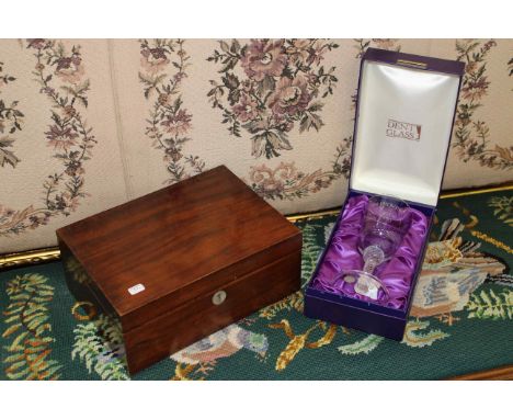 Victorian trinket box and commemorative dent glass goblet, boxed