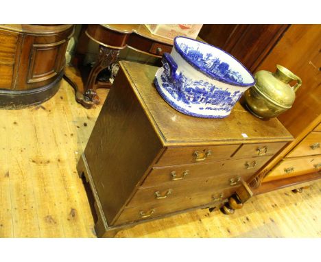 Georgian oak chest of two short above three long drawers on bracket feet, 80cm high by 95cm wide