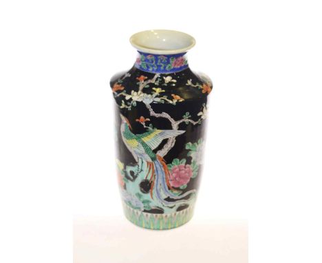 Oriental vase with birds and flowers