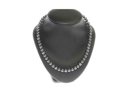 Black pearl necklace with silver clasp