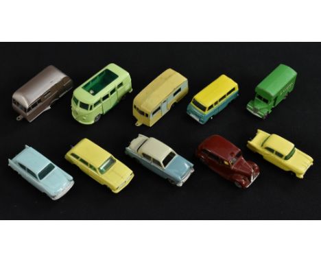 Matchbox Lesney Toys - 1-75 series, 7b, Ford Anglia, light blue, green tinted windows, grey wheels;  17a, Bedford Removals Va