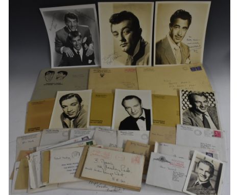 Autographs and printed collectors club issue photographs inc Robert Mitchum, Dean Martin &amp; Jerry Lewis, Gilbert Roland, D