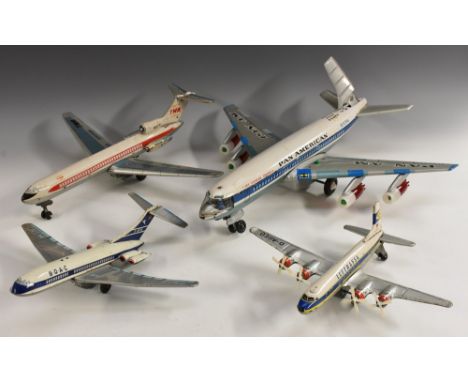 Tinplate  - a Japanese Nomura Toys battery operated tin plate Pan American Airlines Jet Clipper America Jet Airplane, N707PA,