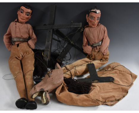Phyllis Knight-Jones (1933-2009) a hand made three section marionette puppet Pantomime Horse, two male marionettes transformi