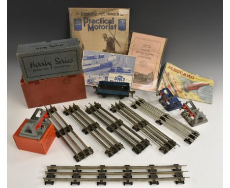 O gauge - vintage Hornby railways magazines. brochures, inc Meccano, Hornbt Dublo, layouts, 20volt instruction leaflet, etc N