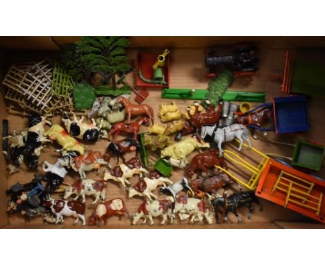 An extensive hollow cast metal model farm and accessories, Britain's, Crescent Toys, etc inc Britain's 127F Fordson Major Tra