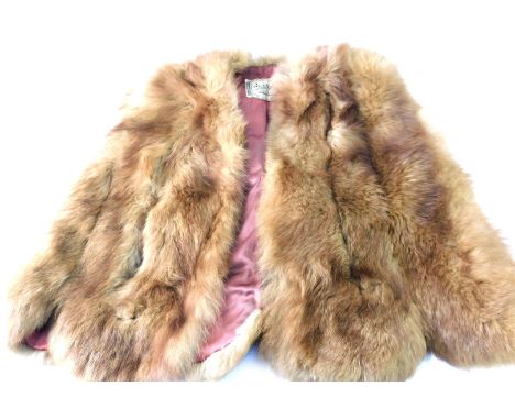 A Bacon Limited Fashion House of Liverpool mink cape, in light brown, with a pink lined interior, bearing label.