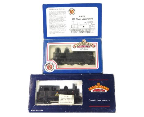 Two Bachmann Branchline OO gauge locomotives, comprising 0-6-0T J72 Class, and a J72 tank BR Black late crest, 31-056, boxed.