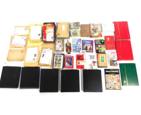 A stamp and postcard collection, Great Britain albums, First Day Covers, loose, etc. (1 box)