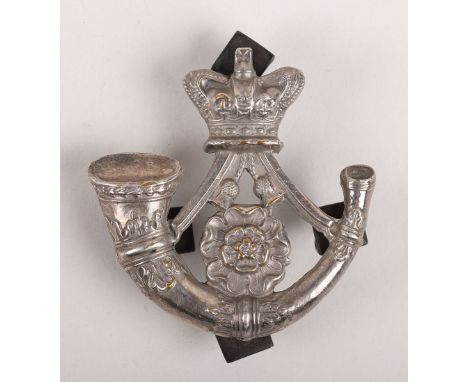 Victorian Third West York Militia Pouch Badge 1853-73, fine white metal pouch badge in form of crowned strung bugle with York