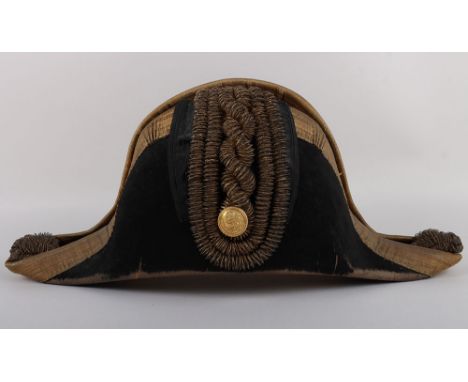 Royal Navy Post 1902 Flag Rank Officers Bicorn Hat, complete with gold lace trim and gold bullions, and correct pattern butto