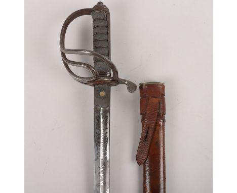 Royal Artillery Officers Pre-WW1 Sword by Henry Wilkinson Pall Mall London No. 36495, regulation single edge signed blade 89c