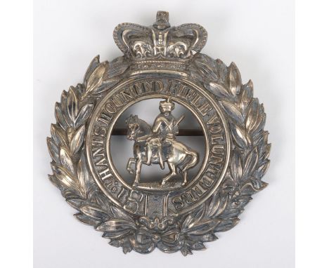 Very Rare Officers Silver Plated Headdress Badge of the 1st Hants Mounted Rifle Volunteers, the headdress badge in the form o