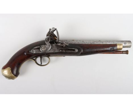 7th Light Dragoons Marked New Land Pattern Flintlock Holster Pistol, 16 bore barrel 22.5cms with military proofs, regulation 