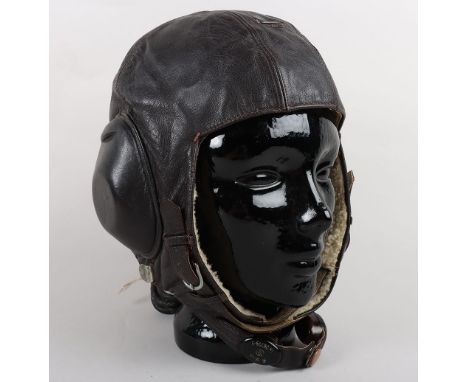 WW2 German Luftwaffe Winter Pattern LKpW 101 Flying Helmet, good example of the brown leather flying helmet with wool lining 