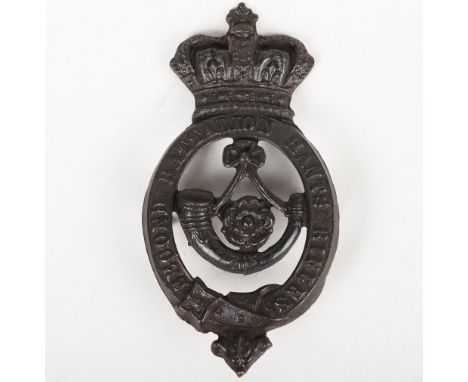 Victorian 2nd Battalion Hants Rifle Volunteers Shako Plate, fine blackened brass example in the form of crowned strap with re