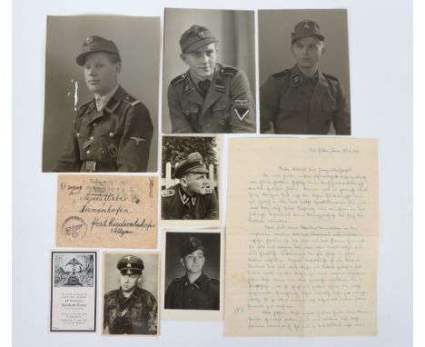 Small Collection of Post War Waffen-SS portrait photos + one period original portrait with reverse text. All in very good con