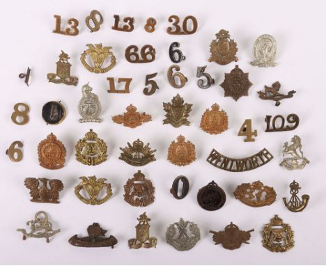 Canadian Militia Collar Badges including pair Wentworth & S/T, pair Assiniboia, pair 84th; also singles 5th BC Light Horse, 1