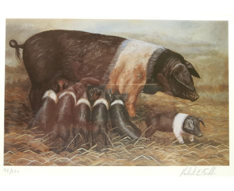 Robert E Fuller (British 1972-): Suckling Pigs, limited edition colour print signed and numbered 44/200 in pencil 17cm x 24cm