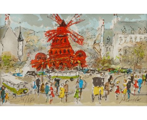 Urbain Huchet (French 1930-): 'Le Moulin Rouge', lithograph signed and numbered 76/350 in pencil 15cm x 24cm; After Max Ernst