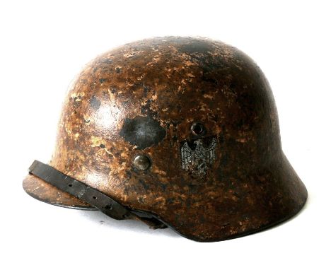 From a private collection, an M1935 Third Reich German helmet with single Army decal. Production number stamped on the unders