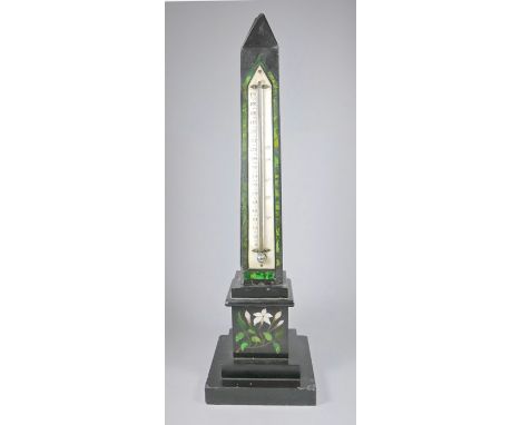 A 19th century pietra dura Ashford marble obelisk thermometer