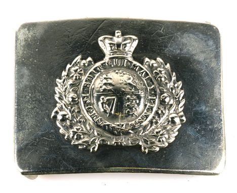 A 19th century Army Officers white metal (not silver) belt buckle. Overall width 8cms (3.125ins)